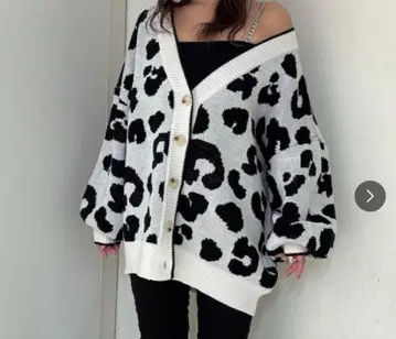 GYDA 레오파드 무늬 오버 사이즈 가디건