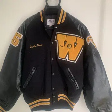 구제 의류 NEFF 카라 부착 소매 가죽 울 바시티 자켓 남성용 L