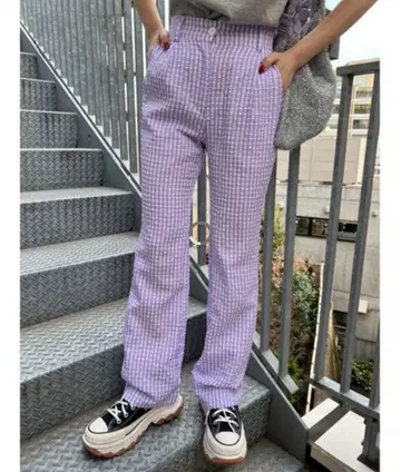 WC 깅엄 체크 플레어 팬츠