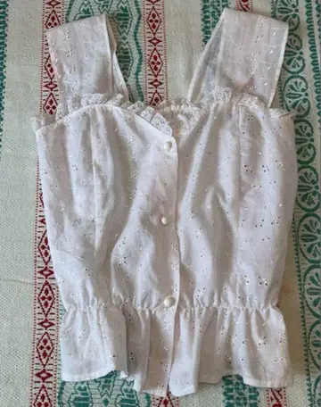 70s 유럽 프랑스 앤티크 빈티지 구제 의류 자수 블라우스