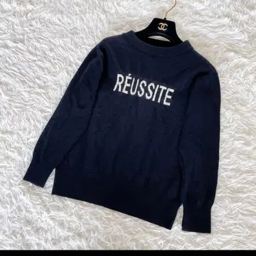 레어 스픽앤스팬 울 100% 하이 게이지 로고 니트 블랙 밑단 리브