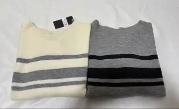 [ 이스트 보이 ] 보더 니트 화이트 그레이 프리 사이즈 2장 세트