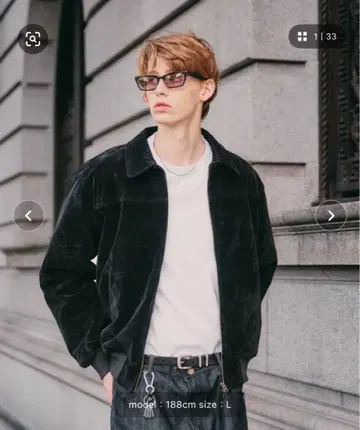 Regen Glanz 신세틱 스웨이드 지퍼 블루종