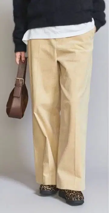 BEAUTY&YOUTH 코듀로이 와이드 스트레이트 팬츠 내추럴