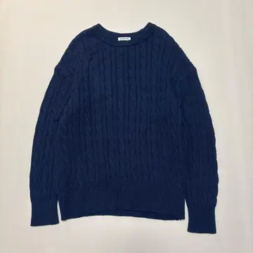 EVERYDAY I LIKE 케이블 니트 코튼 네이비 FREE