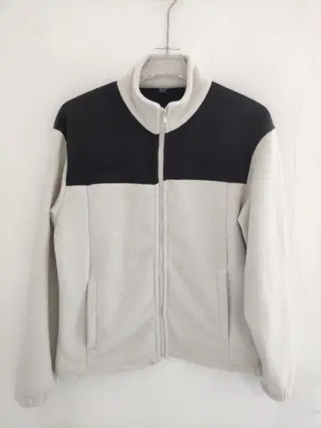 플리스 집업 자켓 화이트/블랙