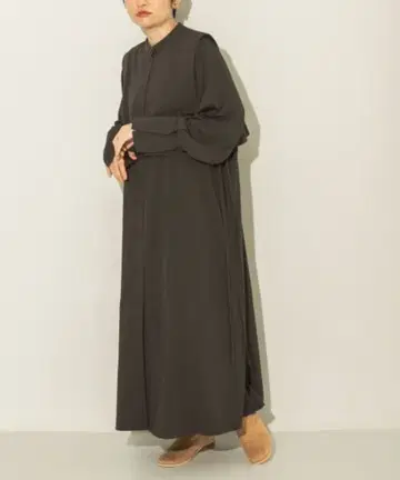 KBF 레이어드 드로스트 셔츠 원피스 차콜