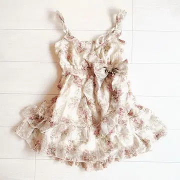 LIZLISA 꽃무늬 원피스 * 리본 & 브로치 포함