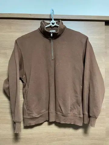 [ 생산 종료품 ] GU 하프 지퍼 풀오버 브라운 헤비 웨이트 M