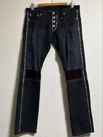 CREATURE FROM THE LIVING 밑단 지퍼 패치워크 데님