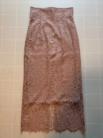 Noble 리버 레이스 I 라인 스커트 핑크 34 사이즈