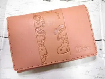 새상품 여성용 이단 접이식 지갑 천연 가죽 스누피 Vintage P