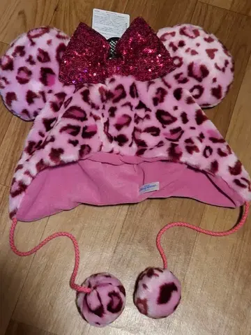 디즈니 팬캡 미니 레오파드 무늬 핑크