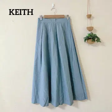 KEITH 플레어 롱 스커트 라이트 블루