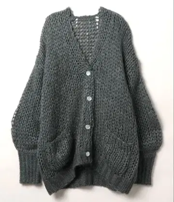 JEANASIS 2G 모헤어 V 가디건 차콜 그레이