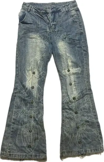 y2k 그런지 데님 플레어 데님 비쥬