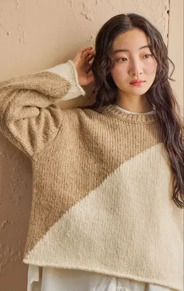 nico and - 바이컬러 아트 니트 풀오버
