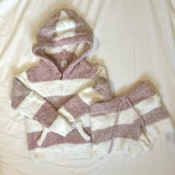 젤라또피케 2 보더 후드티 숏팬츠 세트 핑크 룸웨어