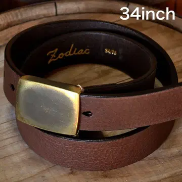 ZODIAC 박스 버클 벨트 다크 브라운 [ 34인치 ] 천연 가죽 벨트