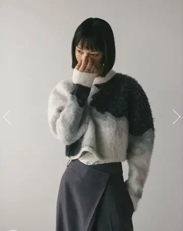 스타일 믹서기 카우 패턴 숏 니트