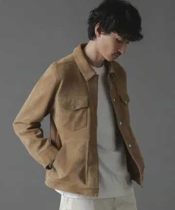 스웨이드 가죽 트래커 자켓