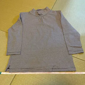 스트라이프 하이넥 긴팔 티셔츠 MW71-4604