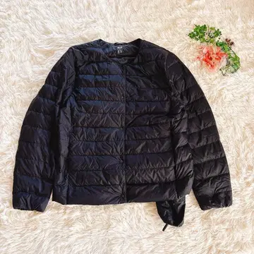 유니클로 울트라 라이트 다운 릴랙스 퀼팅 자켓 블랙 XL 노칼라