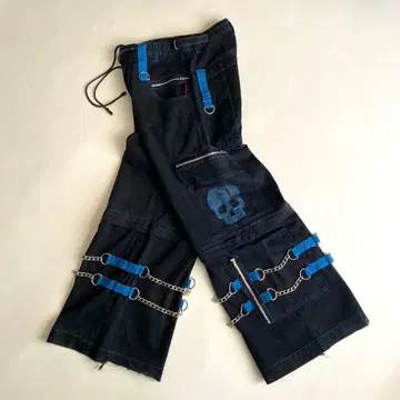 TRIPP nyc 카고 본지티 팬츠 스컬 체인 XS 블랙