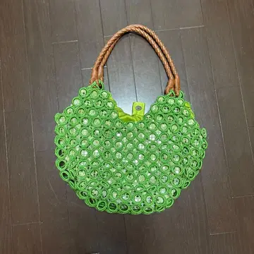 그린 핸드백 꽃 모티브