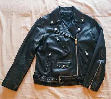 JOURNAL STANDARD 시어링 가죽 더블 라이더 자켓