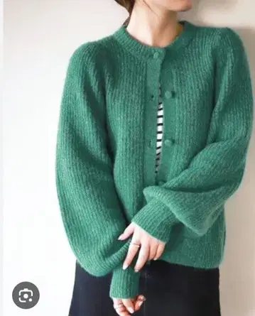 새상품급 슬로브 이에나 TAYLOR 꽈배기 니트 가디건 그린