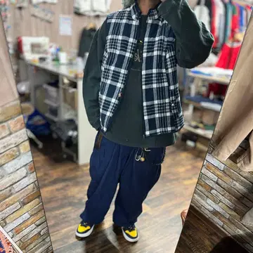 Croft&Barrow XXL 충전솜 블리치 체크 무늬 슬리브리스 베스트