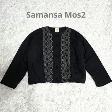 사만사 모스모스 SM2 충전솜 자수 노카라 자켓 블랙