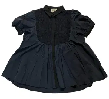 [ 유나이티드 애로우즈 ] 자수 콤비 숏 슬리브 블라우스