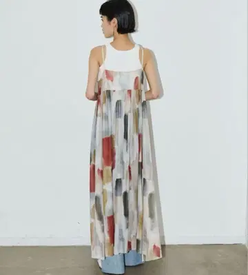 AIC. 2way 블러 프린트 튤 롱 원피스