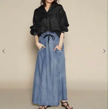 스콧 클럽 비대칭 슬릿 텐셀 스커트