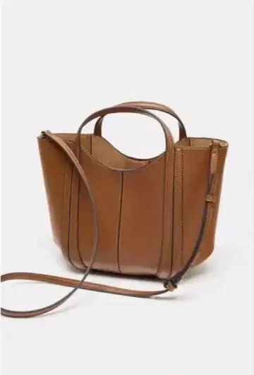 ZARA 스티치 미니 토트백 브라운