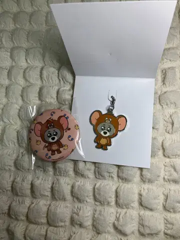 톰과 제리 BBNEXDO 콜라보 명명 캔 배지와 키링 세트