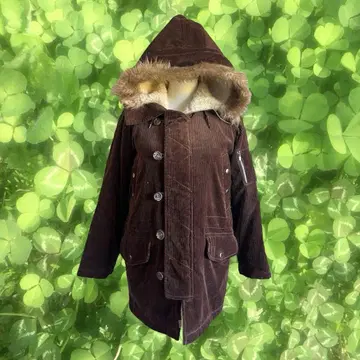 모리걸 페어리 그런지 브라운 퍼 코듀로이 모즈 코트