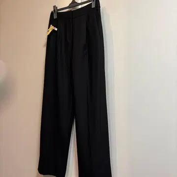 블랙 와이드 팬츠 허리밴딩