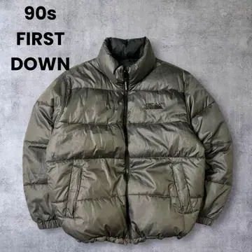 90s 퍼스트다운 다운 자켓 리버서블 카키 블랙 M