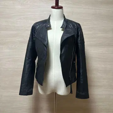 ROYALPARTY 블랙 가죽 라이더 자켓