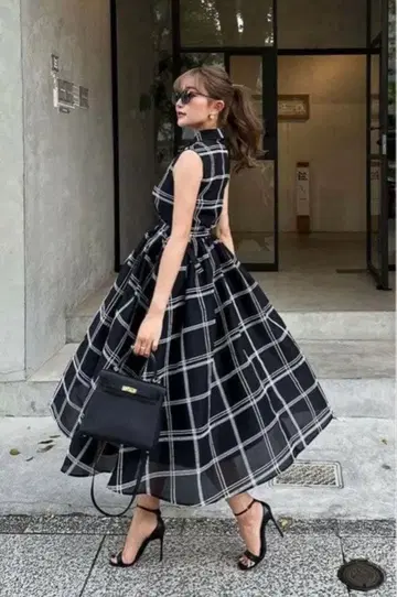 sheller flocky check long shirt dress