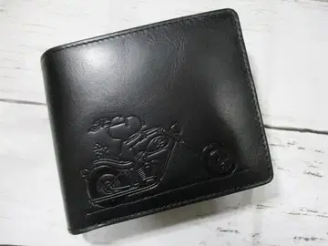 새상품 지갑 남성용 이단 접이식 스누피 천연 가죽 브랜드 라이더 블랙!