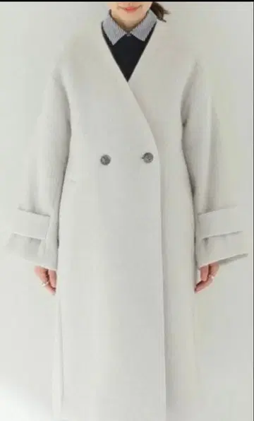 Spick & Span 모헤어 샤기 노카라 코트 38 클리닝 완료