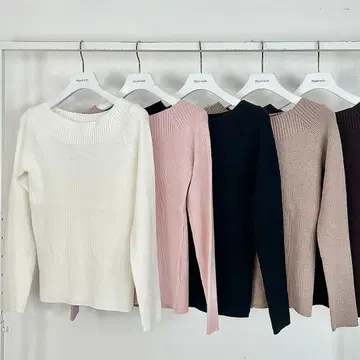 마이 스트라다 오프숄더 립 니트 모카 핑크