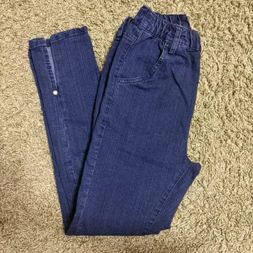 다크 블루 스키니 데님 사이드 슬릿