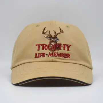 TROPHY 사슴 헌팅 자수 캡 샌드 베이지 동물 패턴 구제 의류