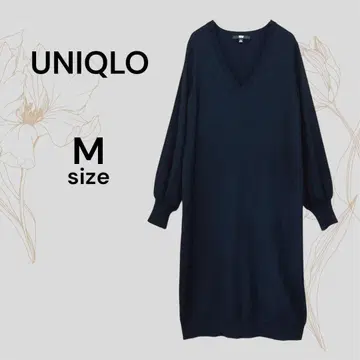 유니클로 새상품급 니트 원피스 블랙 V넥 원피스 M 사이즈