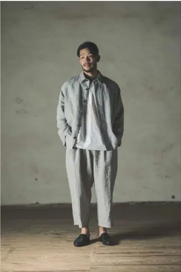 2025 SS 요건 레일 남성용 린넨 셋업 L